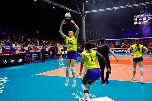 BRNO, CZECH REPUBLIC 20260831 Sweden s Hilda Gustafsson warms up during the round of 16 match in the Women s European Volleyball Championship between the Czech Republic and Sweden in Brno, Czech Republic BRNO CZECH REPUBLIC x9200x  Copyright: xAdamxIhse TTx VOLLEYBOLL-EM 2026 TJECKIEN-SVERIGE