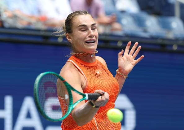 August 31, 2026, New York City, New York, USA: ARYNA SABALENKA during the match against C. Osorio of Colombia in the first round of Grand Slam tournament US Open. New York, USA. Tennis: US Open - Aryna Sabalenka  - ZUMAc278 20260831_zsp_c278_008 Copyright: xMarcinxCholewinskix