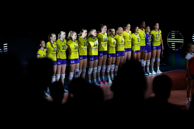 260831 Swedish players ahead of the CEV EuroVolley 2026 round of 16 volleyball match between the Czech Republic and Sweden on August 31, 2026 in Brno. Photo by Pavel Lebeda, BILDBYRAN COP 18 XY0126. volleyball, women’s EuroVolley Championship, round of 16, Czech Republic, Sweden, bbeng  Copyright: PAVELxLEBEDA BB260831BB462
