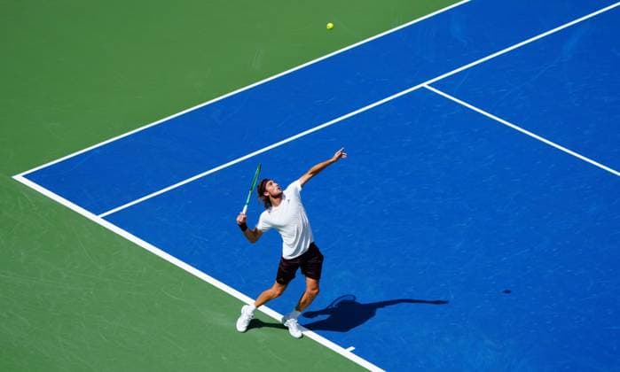 Stefanos Tsitsipas in first round action 2026 US Open, Day Two, USTA Billie Jean King National Tennis Center, New York, USA - 31 Aug 2026New York USTA Billie Jean King National T New York (NY) United States of America EDITORIAL USE ONLY No use with unauthorised audio, video, data, fixture lists, club league logos or live services. Online in-match use limited to 120 images, no video emulation. No use in betting, games or single club league player publications. Copyright: xJavierxGarcia Shutterstockx 17124548d