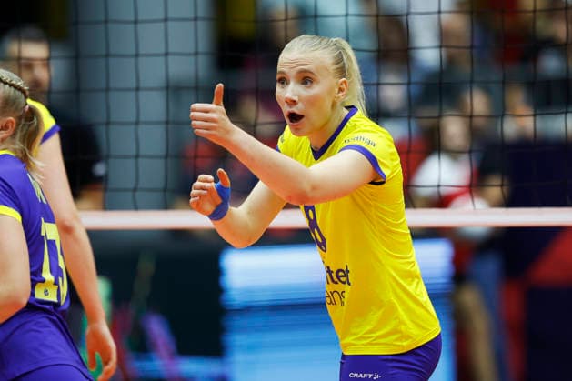 260831 Elma Olofsson of Sweden during the CEV EuroVolley 2026 round of 16 volleyball match between the Czech Republic and Sweden on August 31, 2026 in Brno. Photo by Pavel Lebeda, BILDBYRAN COP 18 XY0126: volleyball, women’s EuroVolley Championship, round of 16, Czech Republic, Sweden, bbeng  Copyright: PAVELxLEBEDA BB260831BB477