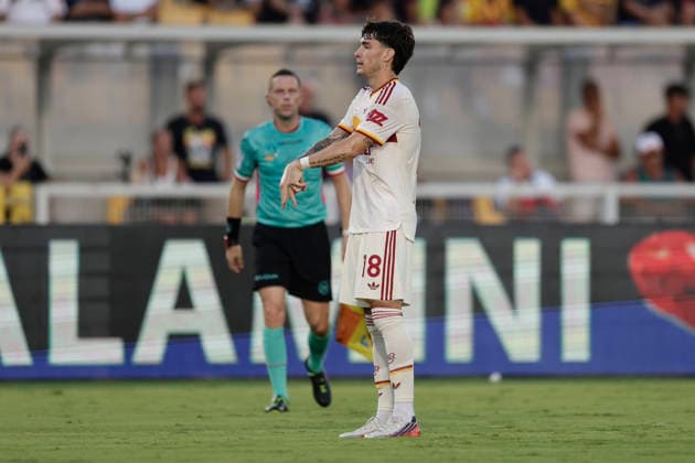 Serie a football match Lecce vs AS Roma Roma™s Argentinian forward Matias Soule celebrates after scoring a goal of 0-3 during the Serie A football match between Lecce and AS Roma at the Via Del Mare Ettore Giardiniero Stadium in Lecce on August 31, 2026. _BPH5519 Copyright: xAntonioxBalascox