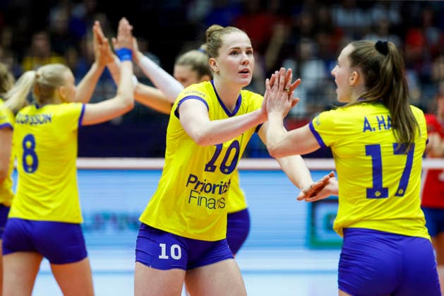 260831 Isabelle Haak and Anna Haak of Sweden during the CEV EuroVolley 2026 round of 16 volleyball match between the Czech Republic and Sweden on August 31, 2026 in Brno. Photo by Pavel Lebeda, BILDBYRAN COP 18 XY0126 volleyball women s EuroVolley Championship round of 16 Czech Republic Sweden bbeng  Copyright: PAVELxLEBEDA BB260831BB516