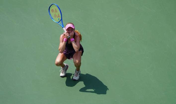 Harriet Dart celebrates her first round win over Peyton Stearns 2026 US Open, Day Two, USTA Billie Jean King National Tennis Center, New York, USA - 31 Aug 2026New York USTA Billie Jean King National T New York (NY) United States of America EDITORIAL USE ONLY No use with unauthorised audio, video, data, fixture lists, club league logos or live services. Online in-match use limited to 120 images, no video emulation. No use in betting, games or single club league player publications.  Copyright: xJavierxGarcia Shutterstockx 17124548f