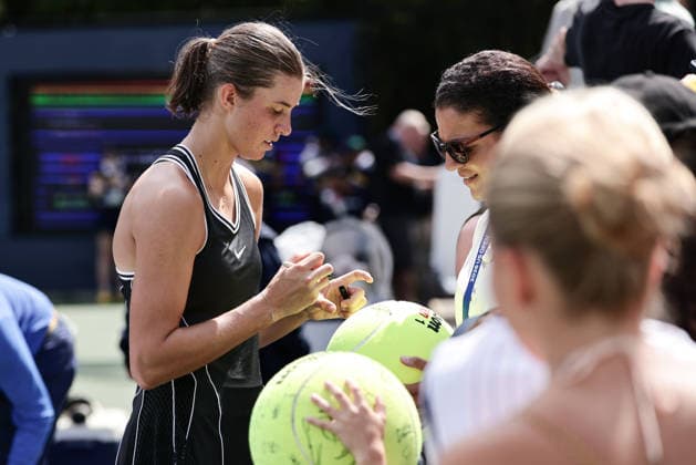 Lilli Tagger (AUT) signs autographs for fans after her victory at the U.S. Open Championships, Billie Jean King National Tennis Center, Flushing Meadows, New York, USA Copyright: xJuergenxHasenkopfx