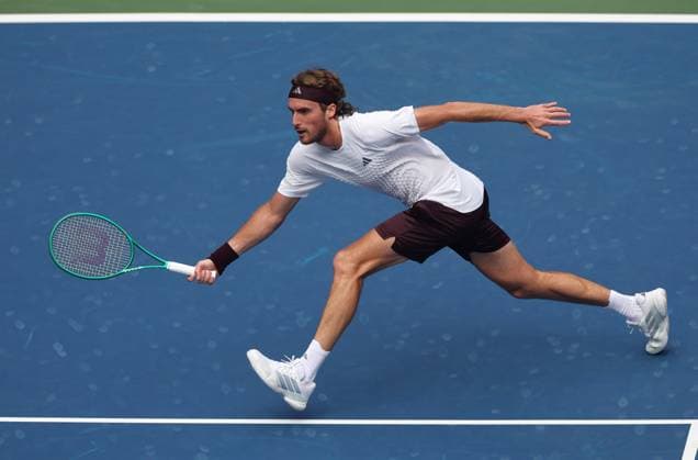 Stefanos Tsitsipas of Greece in action 2026 US Open, Day Two, USTA Billie Jean King National Tennis Center, New York, USA - 31 Aug 2026New York USTA Billie Jean King National T New York (NY) United States of America EDITORIAL USE ONLY No use with unauthorised audio, video, data, fixture lists, club league logos or live services. Online in-match use limited to 120 images, no video emulation. No use in betting, games or single club league player publications.  Copyright: xEllaxLing Shutterstockx 17124549v