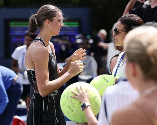 Lilli Tagger (AUT) signs autographs for fans after her victory at the U.S. Open Championships, Billie Jean King National Tennis Center, Flushing Meadows, New York, USA Copyright: xJuergenxHasenkopfx