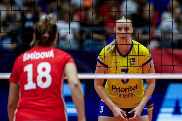 260831 Linda Andersson of Sweden during the CEV EuroVolley 2026 round of 16 volleyball match between the Czech Republic and Sweden on August 31, 2026 in Brno. Photo by Pavel Lebeda, BILDBYRAN COP 18 XY0126 volleyball women s EuroVolley championship round of 16 Czech Republic Sweden bbeng  Copyright: PAVELxLEBEDA BB260831BB538