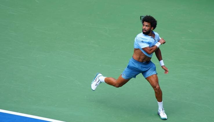 Arthur Fils in first round action 2026 US Open, Day Two, USTA Billie Jean King National Tennis Center, New York, USA - 31 Aug 2026New York USTA Billie Jean King National T New York (NY) United States of America EDITORIAL USE ONLY No use with unauthorised audio, video, data, fixture lists, club league logos or live services. Online in-match use limited to 120 images, no video emulation. No use in betting, games or single club league player publications.  Copyright: xJavierxGarcia Shutterstockx 17124548r