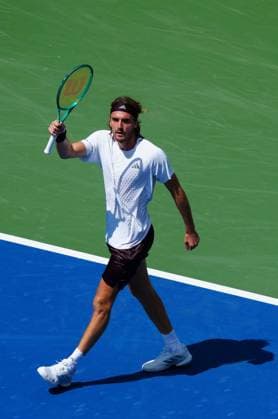 Stefanos Tsitsipas celebrates 2026 US Open, Day Two, USTA Billie Jean King National Tennis Center, New York, USA - 31 Aug 2026New York USTA Billie Jean King National T New York (NY) United States of America EDITORIAL USE ONLY No use with unauthorised audio, video, data, fixture lists, club league logos or live services. Online in-match use limited to 120 images, no video emulation. No use in betting, games or single club league player publications.  Copyright: xJavierxGarcia Shutterstockx 17124548t