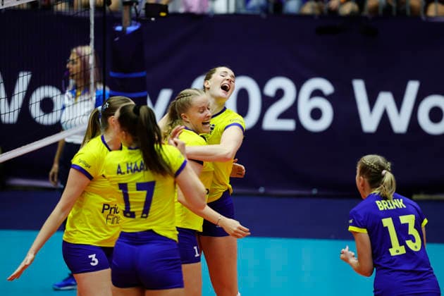 BRNO, CZECH REPUBLIC 20260831 Sweden celebrates after a 2-0 victory in the round of 16 of the Women’s European Volleyball Championship between the Czech Republic and Sweden in Brno, Czech Republic BRNO CZECH REPUBLIC x9200x  Copyright: xAdamxIhse TTx VOLLEYBOLL-EM 2026 TJECKIEN-SVERIGE