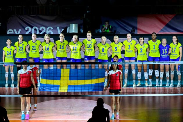 The Swedish team line up, Mannschaftsbild, Totale prior to the Women s European Volleyball Championship, EuroVolley 2026, Round of 16, Czechia vs Sweden in Brno, Czech Republic, August 31, 2026. (CTKxPhoto VaclavxSalek) CTKPhotoP2026083106747  CTKPhotoP2026083106747