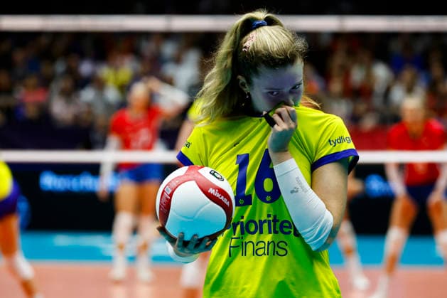 260831 Vilma Julevik of Sweden during the CEV EuroVolley 2026 Round of 16 volleyball match between the Czech Republic and Sweden on August 31, 2026 in Brno. Photo by Pavel Lebeda, BILDBYRAN COP 18 XY0126 volleyball, women s EuroVolley Championship, round of 16, Czech Republic, Sweden, bbeng  Copyright: PAVELxLEBEDA BB260831BB628
