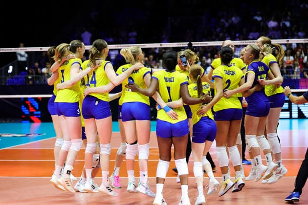 BRNO, CZECH REPUBLIC 20260831 Sweden celebrates its victory in the round of 16 of the Women s European Volleyball Championship between the Czech Republic and Sweden in Brno, Czech Republic BRNO CZECH REPUBLIC x9200x  Copyright: xAdamxIhse TTx VOLLEYBOLL-EM 2026 TJECKIEN-SVERIGE