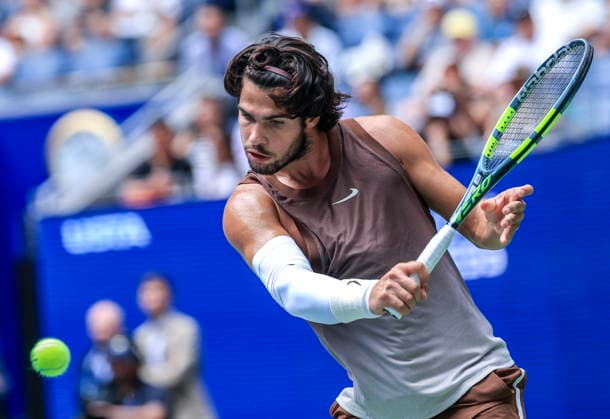 US Open tennis tournament - Day 2 Carlos Alcaraz of Spain in action against Roman Safiullin of Russia during the Men s Singles first round tennis match of the US Open Tennis Championships, in Flushing Meadows, New York, USA, 31 August 2026. FLUSHING MEADOWS NEW YORK United States  Copyright: xCRISTOBALxHERRERA-ULASHKEVICHx