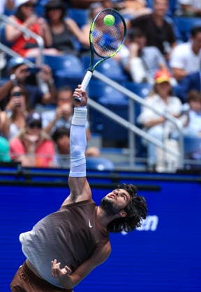 US Open tennis tournament - Day 2 Carlos Alcaraz of Spain in action against Roman Safiullin of Russia during the Men s Singles first round tennis match of the US Open Tennis Championships, in Flushing Meadows, New York, USA, 31 August 2026. FLUSHING MEADOWS NEW YORK United States  Copyright: xCRISTOBALxHERRERA-ULASHKEVICHx