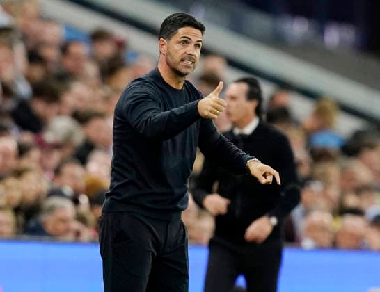 Birmingham, England, 31st August 2026. Mikel Arteta manager of Arsenal during the Aston Villa vs Arsenal Premier League match at Villa Park, Birmingham. Picture credit should read: Andrew Yates Sportimage EDITORIAL USE ONLY. No use with unauthorised audio, video, data, fixture lists, club league logos or live services. Online in-match use limited to 120 images, no video emulation. No use in betting, games or single club league player publications. SPI_021_AY_Villa_Arsenal SPI-4946-0021