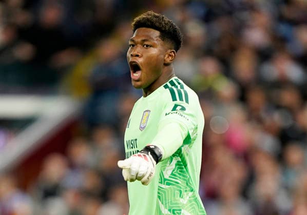 Birmingham, England, 31st August 2026. Zion Suzuki of Aston Villa during the Aston Villa vs Arsenal Premier League match at Villa Park, Birmingham. Picture credit should read: Andrew Yates Sportimage EDITORIAL USE ONLY. No use with unauthorised audio, video, data, fixture lists, club league logos or live services. Online in-match use limited to 120 images, no video emulation. No use in betting, games or single club league player publications. SPI_028_AY_Villa_Arsenal SPI-4946-0028