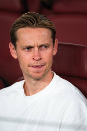 Spanish LaLiga EA Sports FC Barcelona, Barca v Rayo Vallecano in Barcelona, Spain. FC Barcelona player Frenkie Jong (21) one the stands during LaLiga EA Sports match between FC Barcelona and Rayo Vallecano in Spotify Camp Nou, Barcelona, Spain, on August 31, 2026. Barcelona Spotify Camp Nou Barcelona Spain