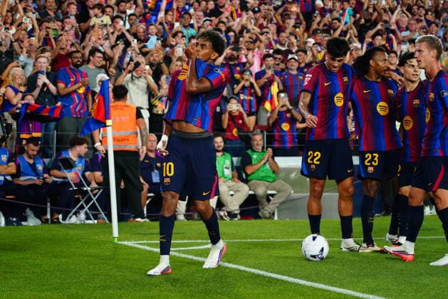 during the La Liga EA Sports match between FC Barcelona, Barca and Athletic Club de Bilbao played at Spotify Camp Nou Stadium on 27 Aug 2026 in Barcelona, Spain. (Photo by Bagu Blanco PRESSINPHOTO) Copyright: xBaguxBlancox xPRESSINPHOTOx