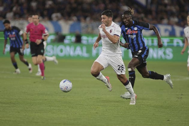 SOCCER - Serie A - Atalanta BC vs. Bologna FC Photo by IPA ABACAPRESS.COM87981340 - Nicolo Cambiaghi of Bologna FC plays the ball during the Atalanta BC vs. Bologna BFC match in the 2nd round of the 2026-27 Enilive Serie A at the New Balance Arena in Bergamo (BG), Italy, on August 31, 2026. Bergamo Italy  Copyright: xIPAxSport ABACAx