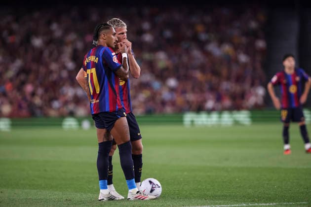August 31, 2026, Barcelona, Barcelona, Spain: Dani Olmo talk to Raphinha of FC Barcelona, Barca during the Spanish league, LaLiga EA Sports, football match played between FC Barcelona and Rayo Vallecano at Spotify Camp Nou stadium on August 31, 2026 in Barcelona, Spain. Barcelona Spain - ZUMAa181 20260831_zaa_a181_123 Copyright: xJavierxBorregox