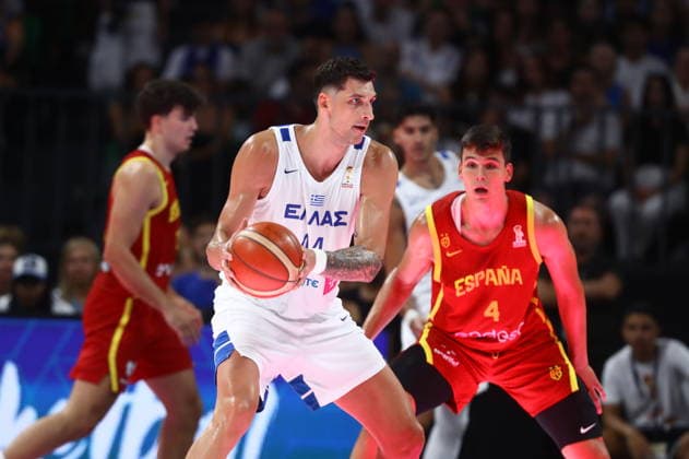 FIBA World Cup European Qualifiers - Greece vs Spain - Konstantinos Mitoglou of Greece in action during the FIBA World Cup European Qualifiers 2nd round group I basketball match between Greece and spainl held at Telekom Center Athens, Greece, on 31 August 2026. IMAGO ONE INCH PRODUCTIONS ATHENS GREECE Copyright: xOnexInchxProductionsx 7071112