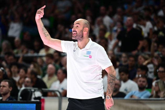 FIBA World Cup European Qualifiers - Greece vs Spain - Vassilis Spanoulis coach of Greece in action during the FIBA World Cup European Qualifiers 2nd round group I basketball match between Greece and spainl held at Telekom Center Athens, Greece, on 31 August 2026. IMAGO ONE INCH PRODUCTIONS ATHENS GREECE Copyright: xOnexInchxProductionsx 7071262