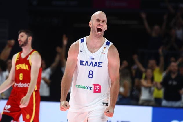 FIBA World Cup European Qualifiers - Greece vs Spain - Nick Calathes of Greece celebrate during the FIBA World Cup European Qualifiers 2nd round group I basketball match between Greece and spainl held at Telekom Center Athens, Greece, on 31 August 2026. IMAGO ONE INCH PRODUCTIONS ATHENS GREECE Copyright: xOnexInchxProductionsx 7071380