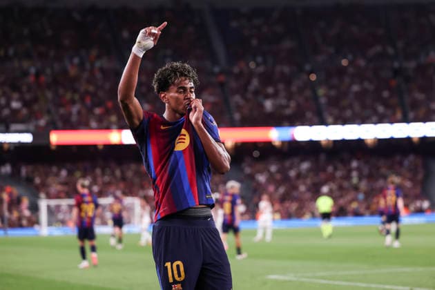 August 31, 2026, Barcelona, Barcelona, Spain: Lamine Yamal of FC Barcelona, Barca celebrates after scoring his team s second goal during the Spanish league, LaLiga EA Sports, football match played between FC Barcelona and Rayo Vallecano at Spotify Camp Nou stadium on August 31, 2026 in Barcelona, Spain. Barcelona Spain - ZUMAa181 20260831_zaa_a181_131 Copyright: xJavierxBorregox