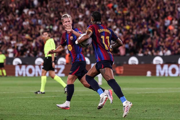 August 31, 2026, Barcelona, Barcelona, Spain: Raphinha of FC Barcelona, Barca celebrates after scoring his team s first goal during the Spanish league, LaLiga EA Sports, football match played between FC Barcelona and Rayo Vallecano at Spotify Camp Nou stadium on August 31, 2026 in Barcelona, Spain. FC Barcelona V Rayo Vallecano - LaLiga EA Sports  - ZUMAa181 20260831_zaa_a181_137 Copyright: xJavierxBorregox