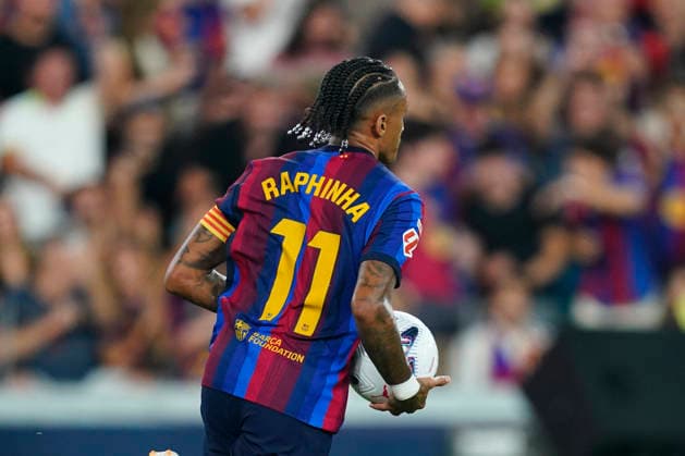 ESP: FC Barcelona, Barca - Rayo Vallecano. La Liga EA Sports. Matchday 3. Raphael Dias Belloli Raphinha of FC Barcelona celebrates the 1-1 during the La Liga EA Sports match between FC Barcelona and Rayo Vallecano played at Spotify Camp Nou Stadium on 31 Aug 2026 in Barcelona, Spain. kpng Copyright: xSergioxRuizx xPRESSINPHOTOx PS_2627_BAR_RAY_040