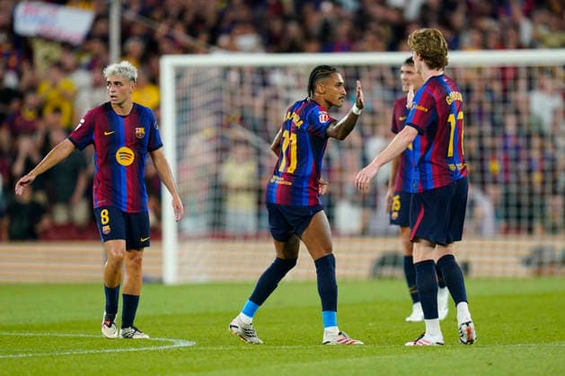 ESP: FC Barcelona, Barca - Rayo Vallecano. La Liga EA Sports. Matchday 3. Raphael Dias Belloli Raphinha of FC Barcelona celebrates the 1-1 during the La Liga EA Sports match between FC Barcelona and Rayo Vallecano played at Spotify Camp Nou Stadium on 31 Aug 2026 in Barcelona, Spain. kpng Copyright: xSergioxRuizx xPRESSINPHOTOx PS_2627_BAR_RAY_042