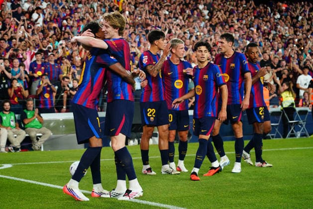 ESP: FC Barcelona, Barca - Rayo Vallecano. La Liga EA Sports. Matchday 3. Lamine Yamal of FC Barcelona celebrates after scoring the 2-1 during the La Liga EA Sports match between FC Barcelona and Rayo Vallecano played at Spotify Camp Nou Stadium on 31 Aug 2026 in Barcelona, Spain. kpng Copyright: xBaguxBlancox xPRESSINPHOTOx PS_2627_BAR_RAY_508