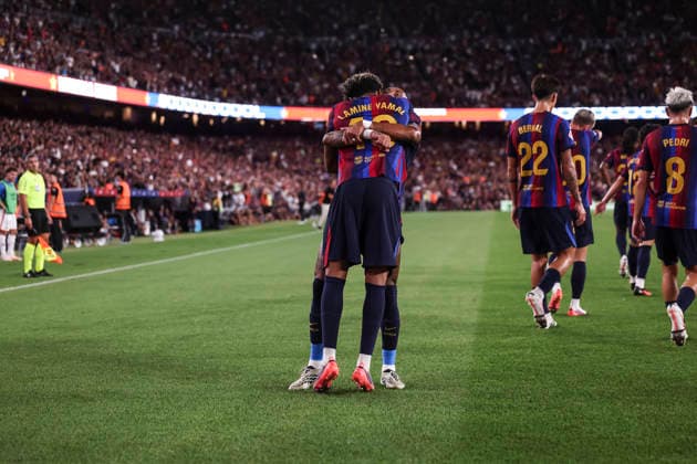 August 31, 2026, Barcelona, Barcelona, Spain: Lamine Yamal of FC Barcelona, Barca celebrates after scoring his team s second goal during the Spanish league, LaLiga EA Sports, football match played between FC Barcelona and Rayo Vallecano at Spotify Camp Nou stadium on August 31, 2026 in Barcelona, Spain. Barcelona Spain - ZUMAa181 20260831_zaa_a181_142 Copyright: xJavierxBorregox