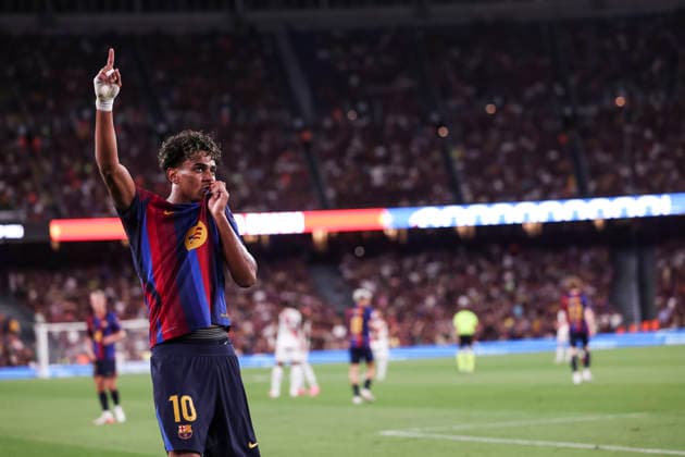 August 31, 2026, Barcelona, Barcelona, Spain: Lamine Yamal of FC Barcelona, Barca celebrates after scoring his team s second goal during the Spanish league, LaLiga EA Sports, football match played between FC Barcelona and Rayo Vallecano at Spotify Camp Nou stadium on August 31, 2026 in Barcelona, Spain. Barcelona Spain - ZUMAa181 20260831_zaa_a181_143 Copyright: xJavierxBorregox