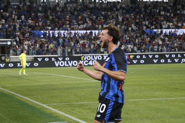 IPA87982837 - Lazar Samardzic of Atalanta BC celebrates after scoring a goal during the Atalanta BC vs. Bologna BFC game in the 2nd round of the 2026-27 Serie A Enilive season at the New Balance Arena in Bergamo (BG), Italy, on August 31, 2026.  Copyright: xDavidexCasentini IPAxSportx xx 87982837