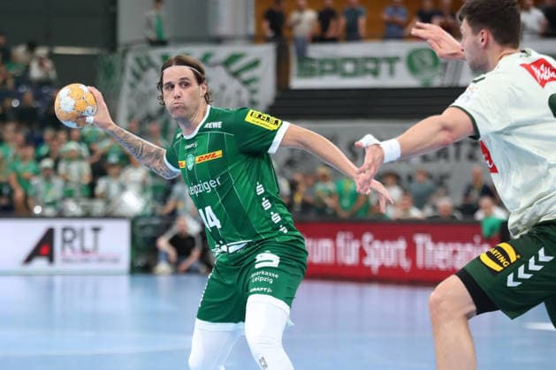 Handball, HBL2: SC DHfK Leipzig vs. GWD Minden, August 31, 2026; Dean Bombac 44; SC DHfK Leipzig prepares to shoot. Handball, 2nd Bundesliga, 2026–2027 season, Matchday 1: SC DHfK Leipzig vs. GWD Minden on August 31, 2026, at the Quarterback Immobilien Arena Leipzig Copyright: xBEAUTIFULxSPORTS JanxKaeferx