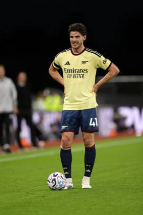 Declan Rice (A) at the Aston Villa v Arsenal EPL match, at Villa Park, Birmingham, UK on 31st August, 2026. 