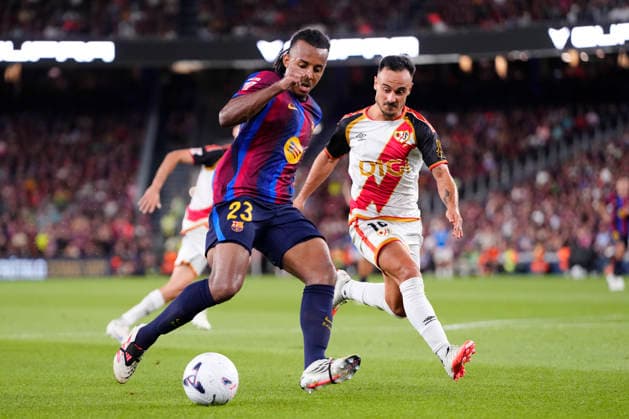 FC Barcelona, Barca v Rayo Vallecano de Madrid - LaLiga EA Sports 2026 27, Jules Kounde centre-back of Barcelona and France and Alvaro Garcia left winger of Rayo Vallecano and Spain compete for the ball during the LaLiga EA Sports 2026 27 match between FC Barcelona and Rayo Vallecano de Madrid at Spotify Camp Nou on August 31, 2026 in Barcelona, Spain. Barcelona Spain  Copyright: xJosexBretonx originalFilename:bretonhernandez-fcbarcel260831_npE6z.jpg