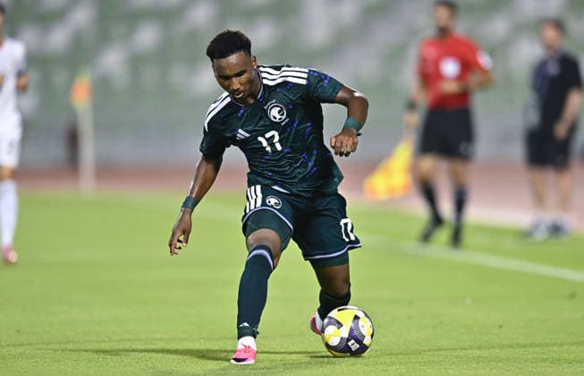 Saudi Arabia Vs Hong Kong, China in Doha - 31 Aug 2026 Salem Abdullah of Saudi Arabia seen in action during the AFC U20 Asian Cup China 2027 Qualifiers match between Saudi Arabia and Hong Kong, China at Hamad Bin Khalifa Stadium. Final score; Saudi Arabia 2 : 0 Hong Kong, China. Doha Qatar Copyright: xNoushadxVariyattiyakkalx xSOPAxImagesx NVRITYAKAL 20-31-08-26