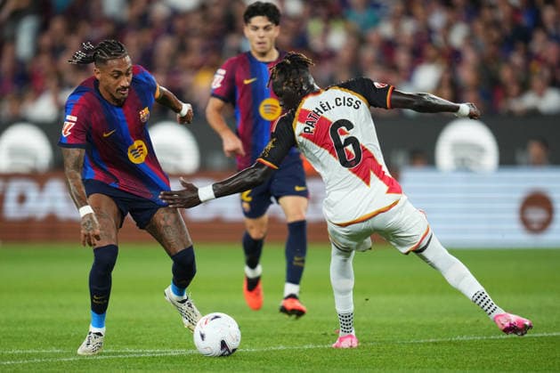 ESP: FC Barcelona, Barca - Rayo Vallecano. La Liga EA Sports. Matchday 3. Raphael Dias Belloli Raphinha of FC Barcelona celebrates after scores the 1-1 during the La Liga EA Sports match between FC Barcelona and Rayo Vallecano played at Spotify Camp Nou Stadium on 31 Aug 2026 in Barcelona, Spain. kpng Copyright: xBaguxBlancox xPRESSINPHOTOx PS_2627_BAR_RAY_573