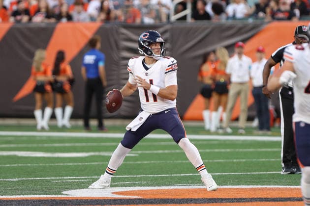 CINCINNATI, OH - AUGUST 22: Chicago Bears quarterback Case Keenum (11) looks to pass during the preseason game between the Chicago Bears and the Cincinnati Bengals at Paycor Stadium on August 22, 2026 in Cincinnati, OH. (Photo by Ian Johnson Icon Sportswire) NFL, American Football Herren, USA AUG 22 Bears at Bengals EDITORIAL USE ONLY Icon260822143