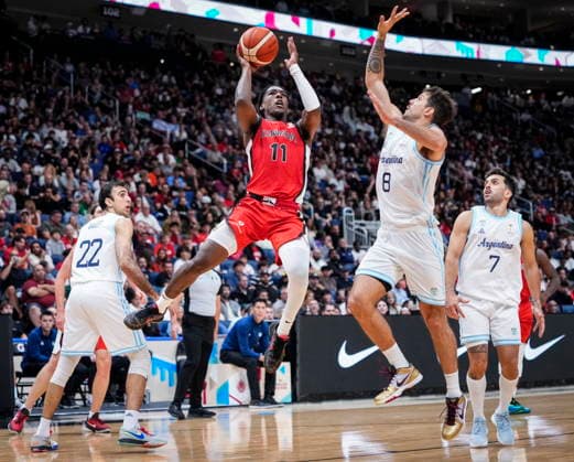 August 31, 2026, Quebec City, Pq, Canada: Canada s Marcus Carr (11) takes a shot while Argentina s Juampi Vaulet (22), Nicolas Laprovittola (8) and Facundo Campazzo (7) look on during their FIBA world cup qualification action in Quebec City, Monday, Aug.Ã‚ 31, 2026. Marcus Carr (11) Nicolas Laprovittola (8) Facundo Campazzo (7) Juampi Vaulet (22)  - ZUMAc35_ 20260831_zaf_c35_093 Copyright: xMathieuxBelangerx