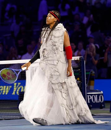 Naomi Osaka of Japan makes an entrance when she is introduced before her first round match against Anastasia.Zakharova in Arthur Ashe Stadium at the 2026 US Open Tennis Championship at the USTA Billie Jean King National Tennis Center in New York City on Monday, August 31, 2026.  NYP20260831150 JOHNxANGELILLO