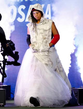 Naomi Osaka of Japan makes an entrance when she is introduced before her first round match against Anastasia.Zakharova in Arthur Ashe Stadium at the 2026 US Open Tennis Championship at the USTA Billie Jean King National Tennis Center in New York City on Monday, August 31, 2026.  NYP20260831151 JOHNxANGELILLO