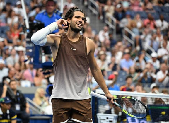 FLUSHING NY- AUGUST 31: Carlos Alcaraz Vs Roman Safiullin on Arthur Ashe Stadium during The US Open at the USTA Billie Jean King National Tennis Center on August 31, 2026 in Flushing Queens. Copyright: xmpi04x
