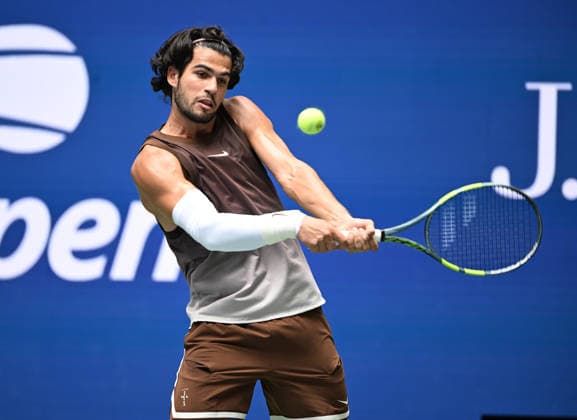 FLUSHING NY- AUGUST 31: Carlos Alcaraz Vs Roman Safiullin on Arthur Ashe Stadium during The US Open at the USTA Billie Jean King National Tennis Center on August 31, 2026 in Flushing Queens. Copyright: xmpi04x