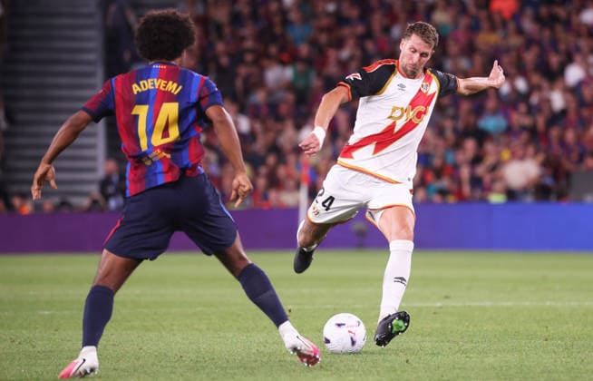 FC Barcelona, Barca vs Rayo Vallecano de Madrid - LaLiga EA Sports 2026 2027 Karim Adeyemi and Florian Lejeune play during the match between FC Barcelona and Rayo Vallecano de Madrid, corresponding to week 3 of LaLiga EA Sports 2026-27, played at the Spotify Camp Nou in Barcelona, on August 31, 2026. Barcelona Barcelona Spain  Copyright: xUrbanandsportx originalFilename:urbanandsport-fcbarcel260831_npZsx.jpg