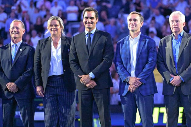 TENNIS : Us open 2026 - ITF - New York - 30 08 2026 Tennis - Us open 2026 - ITF - New York - Roger Federer ceremonie Hall of Fame court central - Suisse New York  Copyright: xCCx